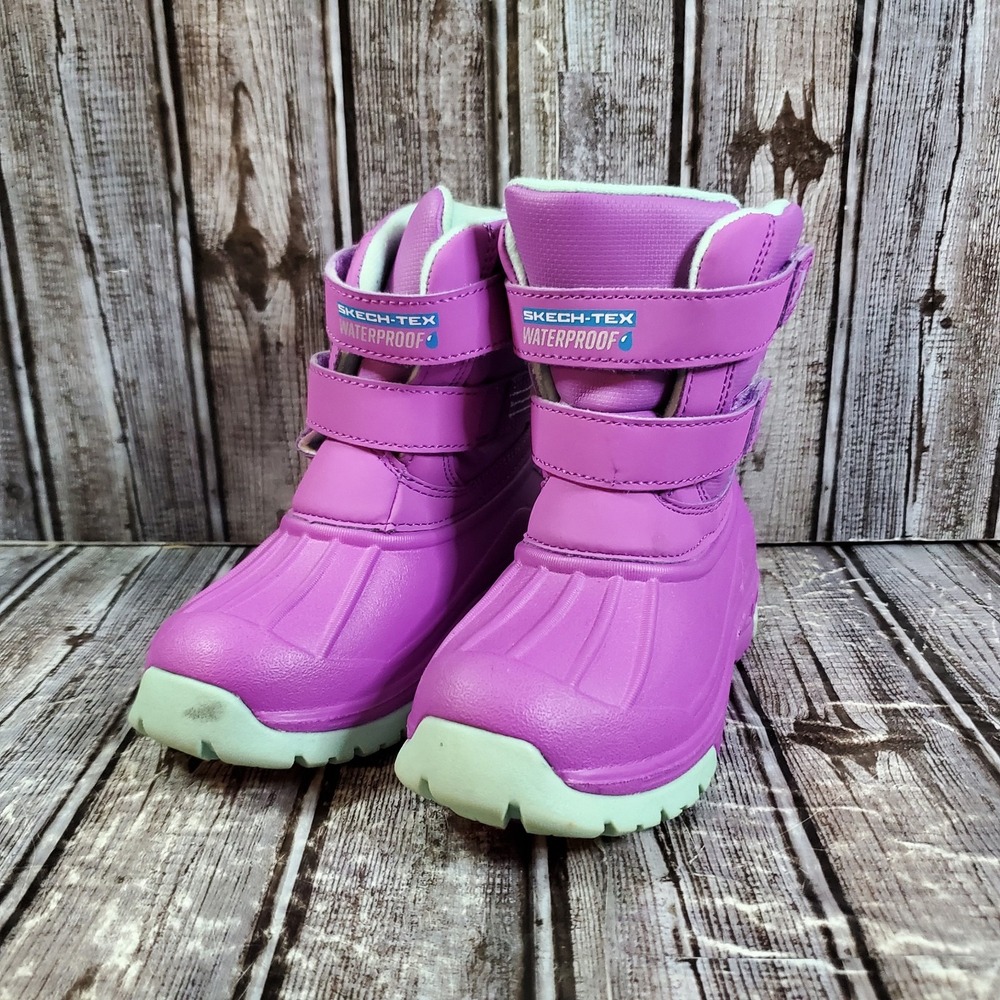 Skechers Toddler Snow Slopes Rainier WP Insulated Boots Purple Aqua 302923N Sz 8
